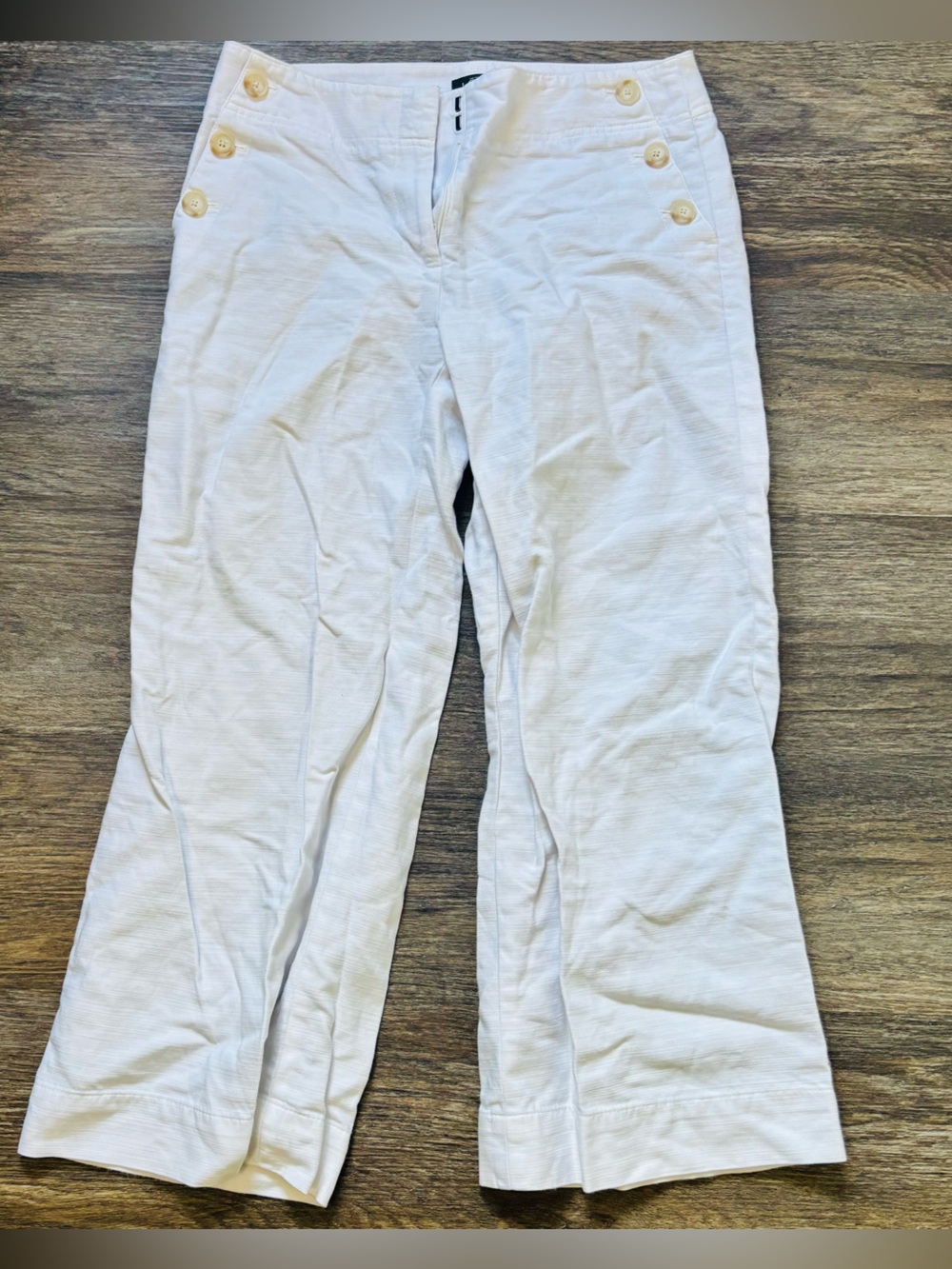 Women’s White Sailor-Style Cotton Blend Jeans